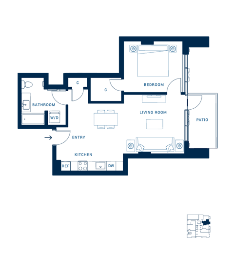 Shoresmith Apartments 1x1 K Floor Plan